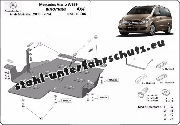 Stahl Getriebe Schutz für Mercedes Viano W639 - 4x4 - Automatikgetriebe