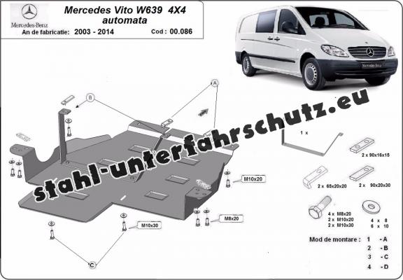 Stahl Getriebe Schutz für Mercedes Vito W639 - 4x4 - Automatikgetriebe
