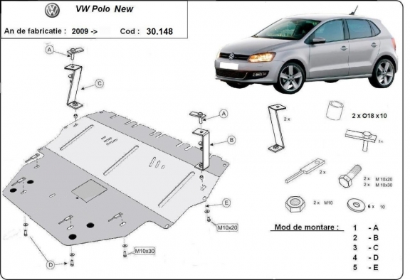 Unterfahrschutz für Motor der Marke Vw Polo (6R) Diesel