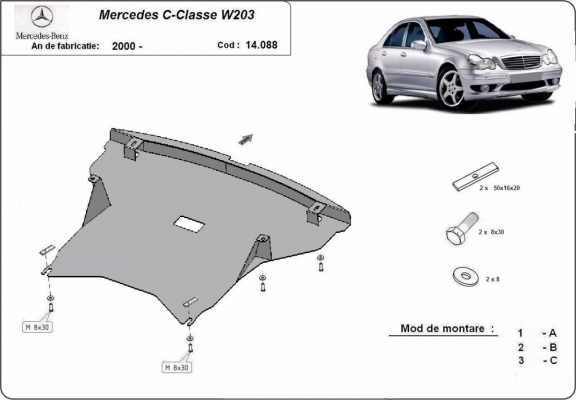 Unterfahrschutz für Motor der Marke Mercedes C-Class W203