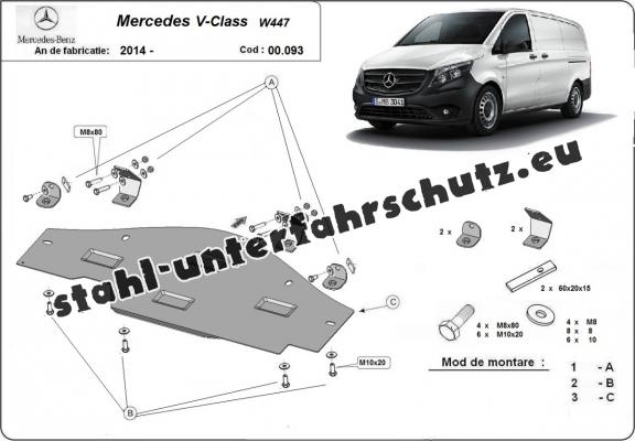 Unterfahrschutz aus Stahl für Stop&Go system Mercedes V-Class W447, 4x2, 1.6 D