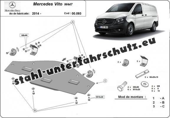 Unterfahrschutz aus Stahl für Stop&Go system Mercedes Vito W447, 4x2, 1.6 D
