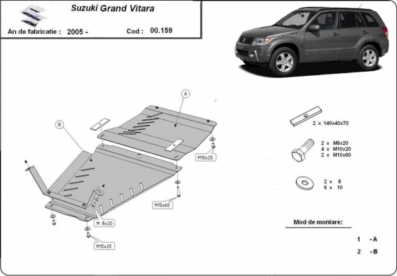 Unterfahrschutz für Getriebe und Verteilergetriebe aus  Suzuki Grand Vitara 2