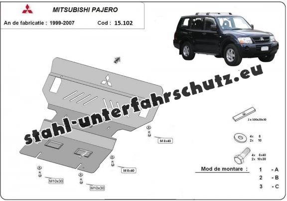 Unterfahrschutz für Motor und  kühler aus Stahl für  Mitsubishi Pajero 3 (V60, V70)