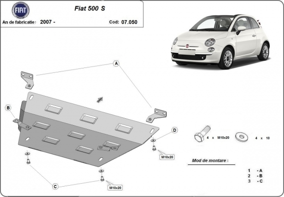 Unterfahrschutz für Fiat 500 S