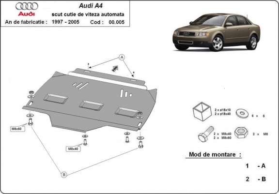 Unterfahrschutz aus Stahl für Automatikgetriebe der Marke Audi A4  B6