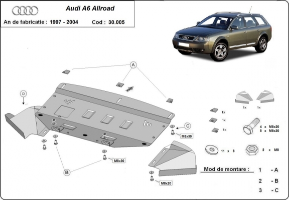 Unterfahrschutz für Motor der Marke Audi Allroad A6