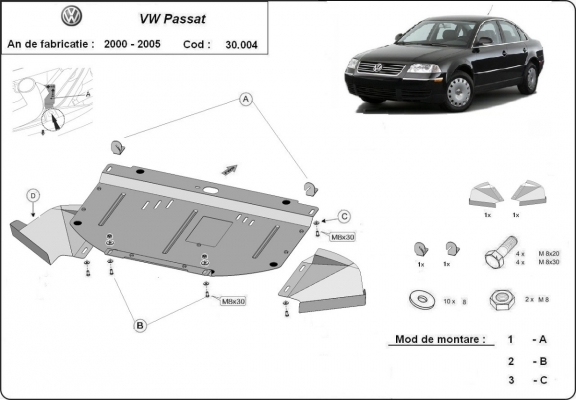 Unterfahrschutz für Motor der Marke VW Passat B5.5
