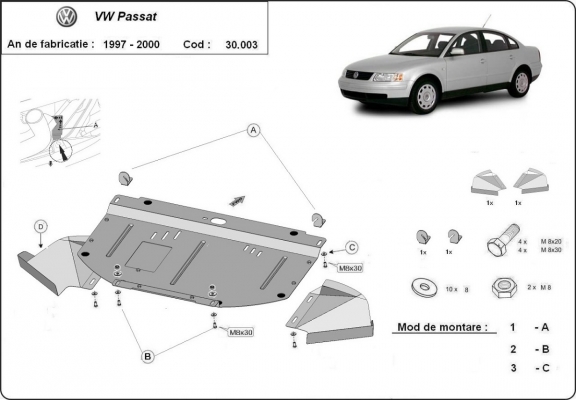 Unterfahrschutz für Motor der Marke VW Passat B5