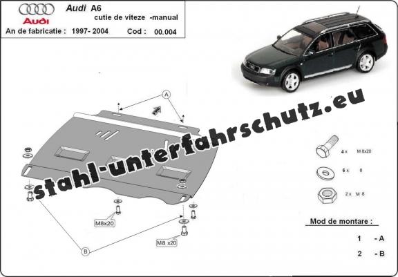 Unterfahrschutz für Schaltgetriebe aus Stahl für   Audi A6