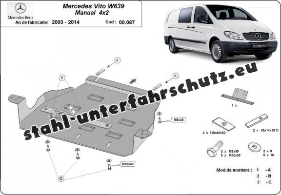 Stahl Getriebe Schutz für Mercedes Vito W639 - 2.2 D 4x2