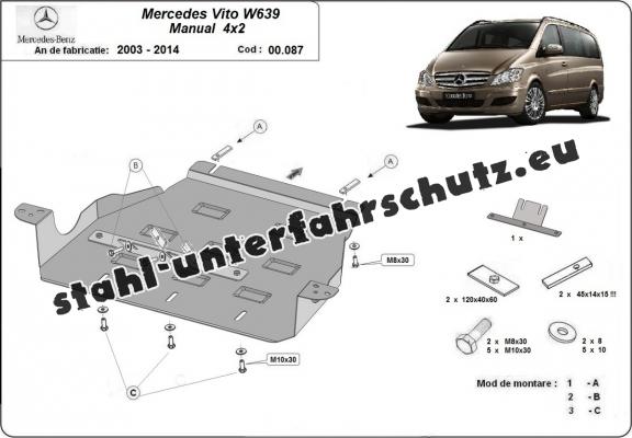 Stahl Getriebe Schutz für Mercedes Viano W639 - 2.2 D 4x2