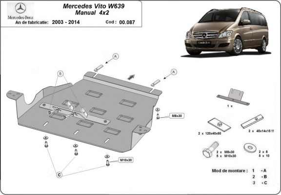 Stahl Getriebe Schutz für Mercedes Viano W639 - 2.2 D 4x2
