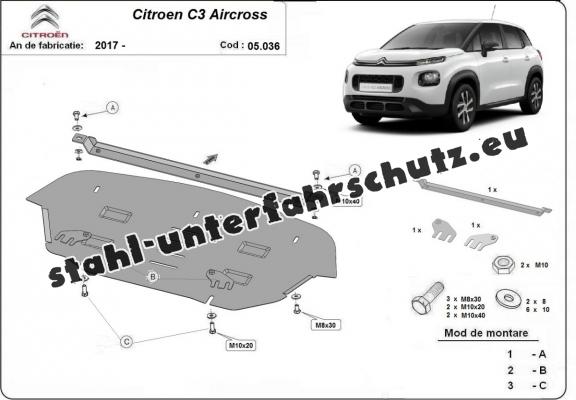 Unterfahrschutz für Motor der Marke Citroen C3 Aircross