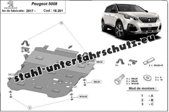 Unterfahrschutz für Motor und Getriebe aus Stahl für  Peugeot 5008