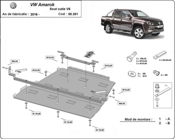 Unterfahrschutz für Getriebe und Differential aus Volkswagen Amarok -  V6 automat