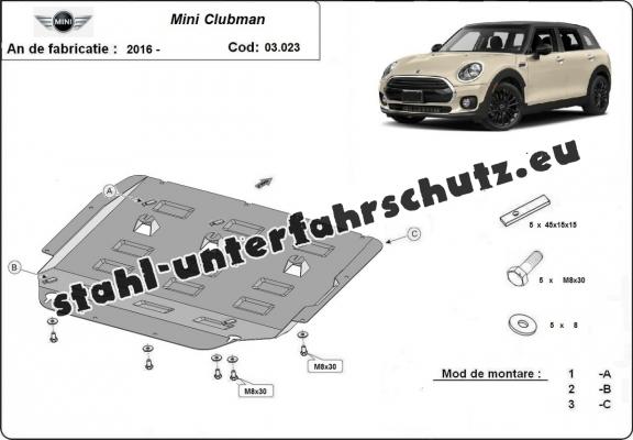 Unterfahrschutz für Motor und Getriebe aus Stahl für Mini Clubman