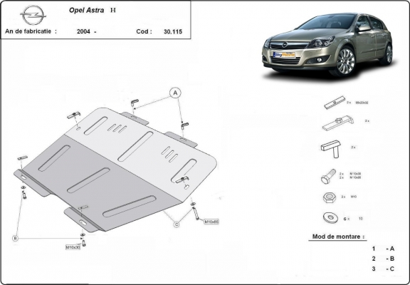 Unterfahrschutz für Motor der Marke Opel Astra H