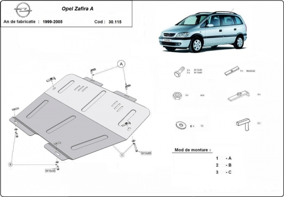 Unterfahrschutz für Motor der Marke Opel Zafira A 