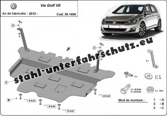 Unterfahrschutz für Motor und Getriebe aus Stahl für  VW Golf 7 - Automatikgetriebe