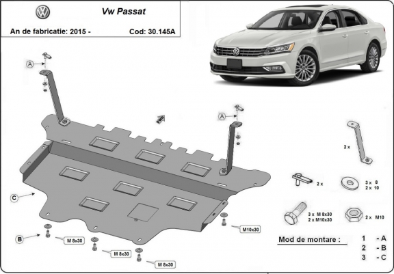 Unterfahrschutz für Motor der Marke VW Passat B8 - Automatikgetriebe
