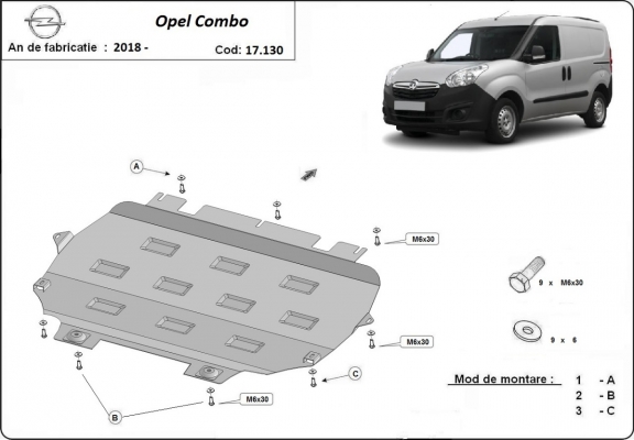 Unterfahrschutz für Motor der Marke Opel Combo E 