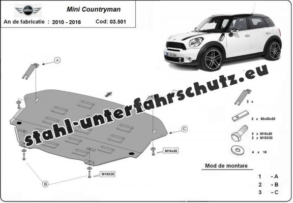 Unterfahrschutz für Motor und Getriebe aus Stahl für Mini Countryman R60