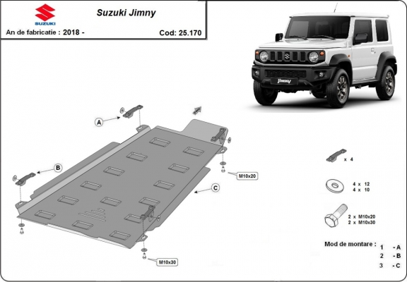 Stahl  Verteilergetriebe Schutz für  Suzuki Jimny - 3-türiges Modell