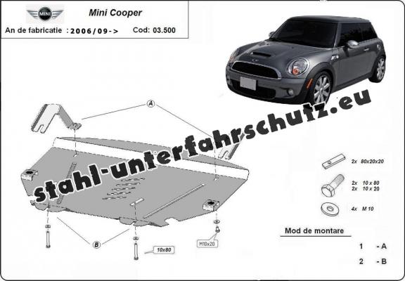 Unterfahrschutz für Motor und Getriebe aus Stahl für  Mini Cooper R56