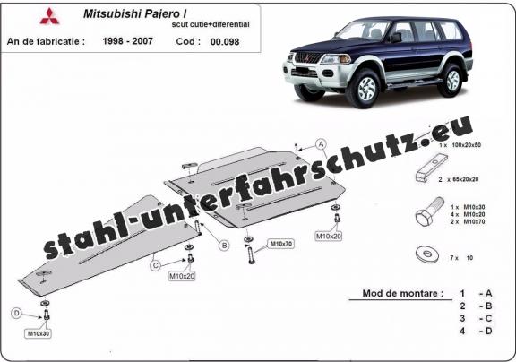 Getriebe und Differentialschutz aus Stahl für Mitsubishi Pajero Sport 1