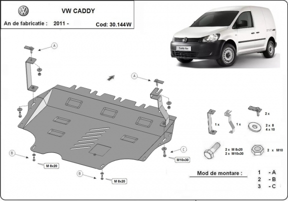 Unterfahrschutz für Motor der Marke VW Caddy - mit WEBASTO