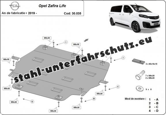 Unterfahrschutz für Motor der Marke Opel Zafira Life