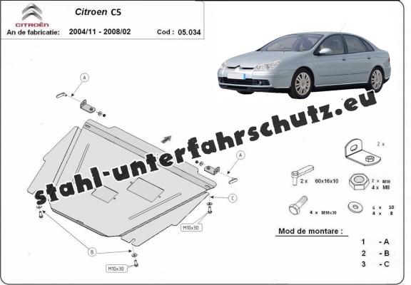 Unterfahrschutz für Motor der Marke Citroen C5