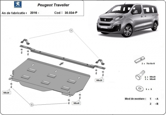 Unterfahrschutz für Motor der Marke Peugeot Traveller MPV