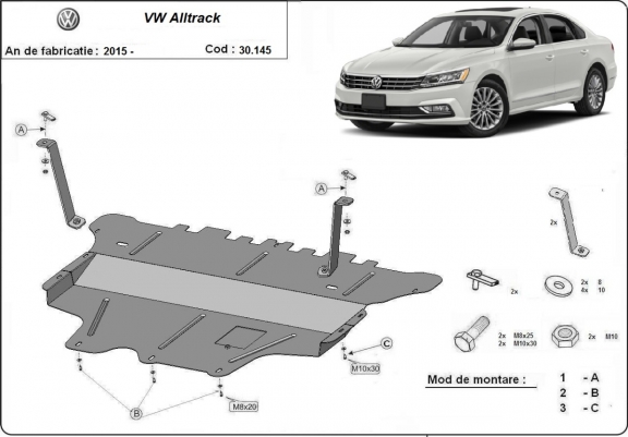 Unterfahrschutz für Motor der Marke VW Passat Alltrack - Schaltgetriebe