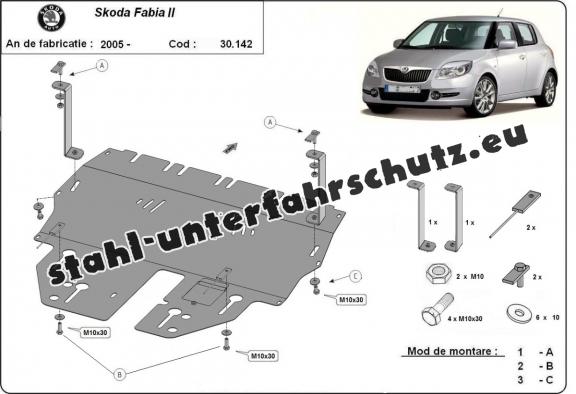 Unterfahrschutz für Motor der Marke Skoda Fabia 2