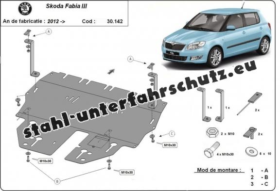 Unterfahrschutz für Motor der Marke Skoda Fabia 3