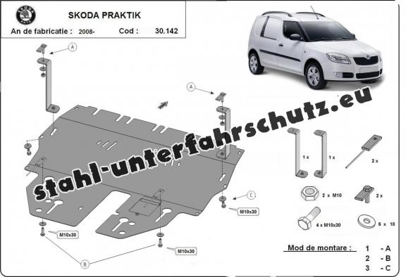 Unterfahrschutz für Motor der Marke Skoda Praktik