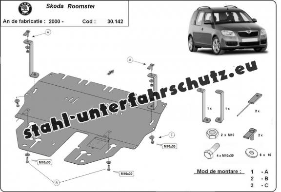 Unterfahrschutz für Motor der Marke Skoda Roomster