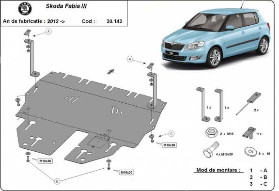 Unterfahrschutz für Motor der Marke Skoda Fabia 3