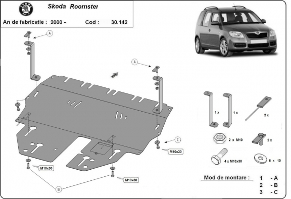 Unterfahrschutz für Motor der Marke Skoda Roomster