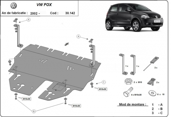 Unterfahrschutz für Motor der Marke VW Fox