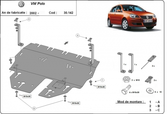 Unterfahrschutz für Motor der Marke VW Polo Benzin