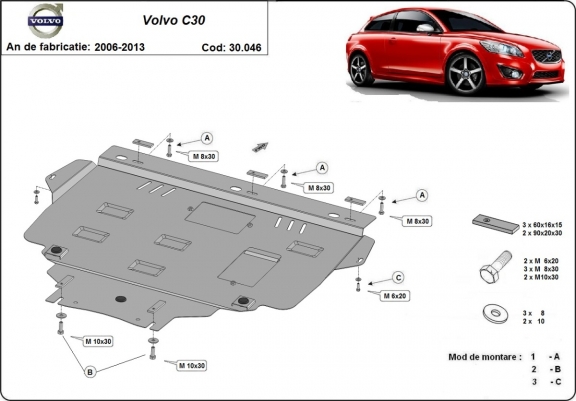 Unterfahrschutz für Motor der Marke Volvo C30