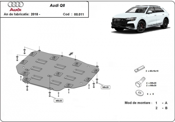 Stahl Getriebe Schutz für  Audi Q8