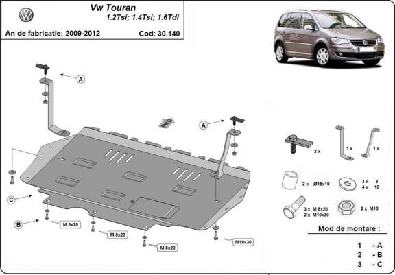 Unterfahrschutz für Motor der Marke Volkswagen Touran