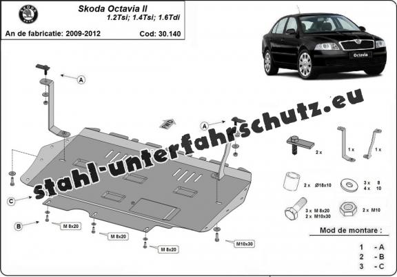 Unterfahrschutz für Motor der Marke Skoda Octavia 2