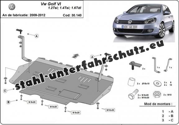 Unterfahrschutz für Motor der Marke VW Golf 6