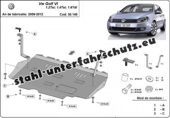 Unterfahrschutz für Motor der Marke VW Golf 6