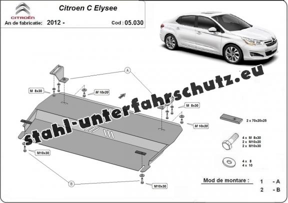 Unterfahrschutz für Motor und Getriebe aus Stahl für  Citroen C-Elysee